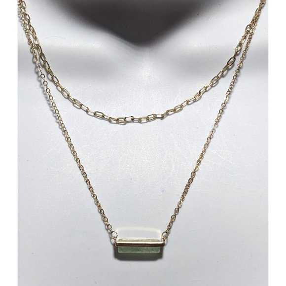 Minimalist Layered Chain Stone Necklace - Picture 2 of 7